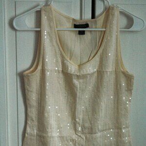 Chaps cream colored tank with sequins on front